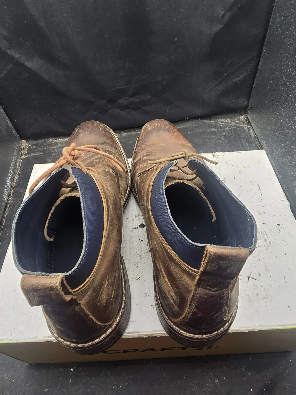 Cole Haan Brown Leather Chukka Boots with Blue Collar